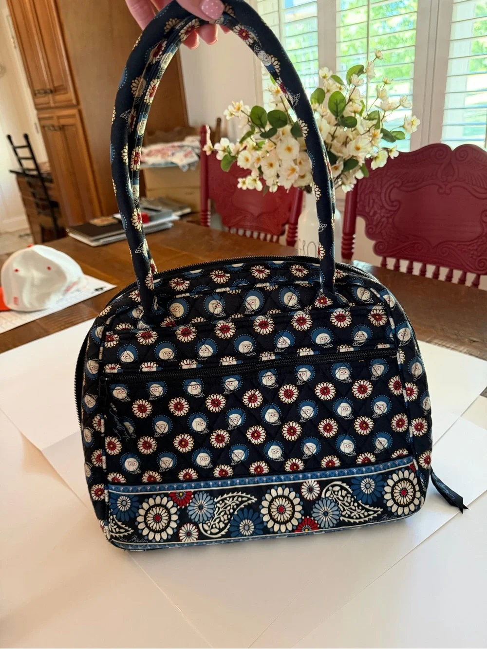🦉Vera Bradley Night Owl Quilted Multi Compartment Satchel Handbag Retired